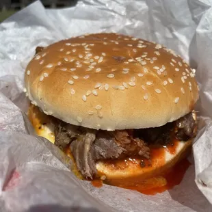 Burnt ends sandwich