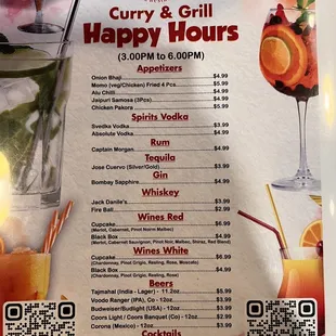 Happy hour menu