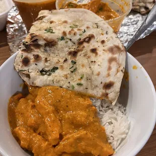 Chicken Tikka with Garlic Naan and Basmati Rice