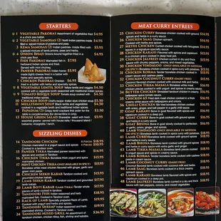 Menu as of September 2022