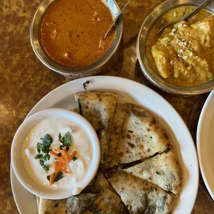 Saag Naan. Butter Chicken and Coconut Curry