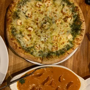 Saag paneer pizza, Chicken Tikka Masala Curry