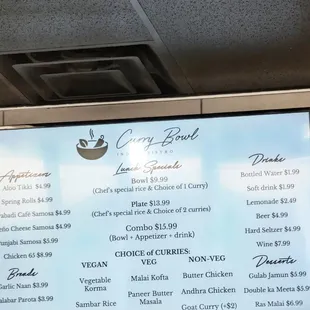 menu