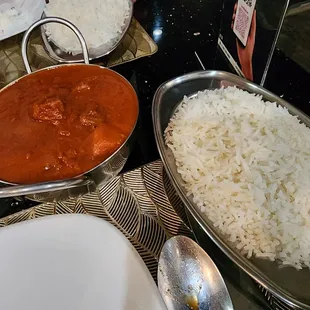My lamb vindaloo with rice