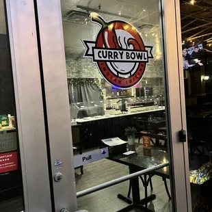 the entrance to the restaurant