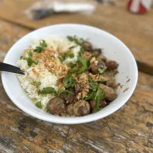 Mushroom bowl with green curry