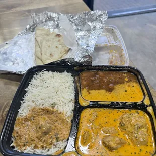 12.10.23 Two item combo: Chana Masala and Chicken Korma w/ Garlic Naan $16.50: Miles of Flavor