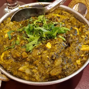Saag paneer - spinach dish (it&apos;s spicy but amazing!)