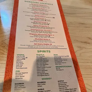 menu