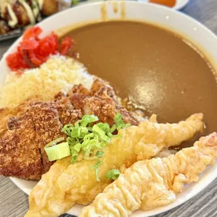 CHICKEN KATSU CURRY with ebi tempura
