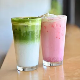 Matcha latte Strawberry milk