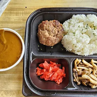 Hamburger curry ($14.50) with mushrooms ($2).  This was mediocre. 5/18/2024