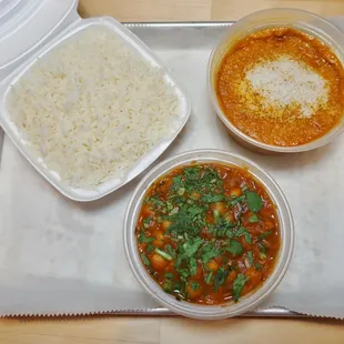 Chicken Korma and Channa Masala