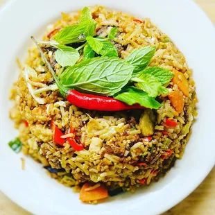 Mix, vegetable, curry, fried rice