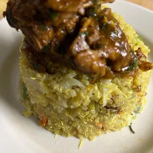 Mutton curry, turmeric, rice