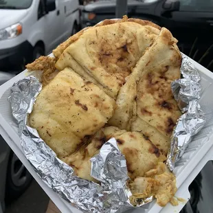 Lots of naan...huge sandwich.