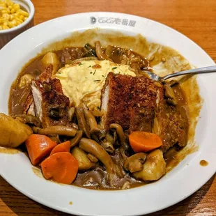 Chicken cutlet omelette curry