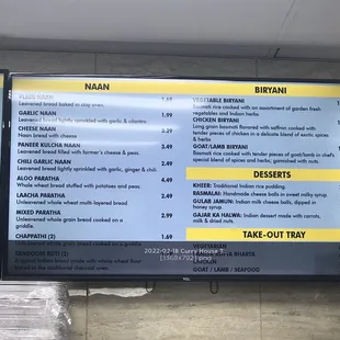 menu