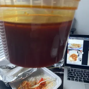 See how all the oil soaks into the rice in the background because the sauce isn't thick enough. Yucky!!