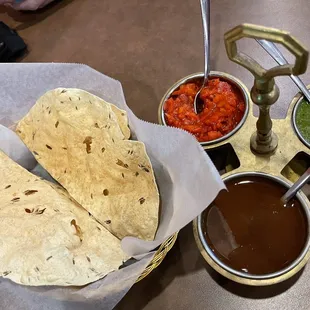 Papad and chutney assortment