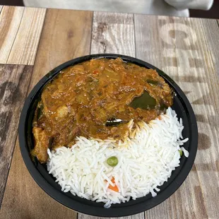 Eggplant curry with rice