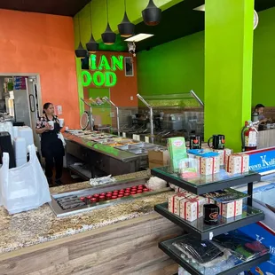 customers in the kitchen of a restaurant