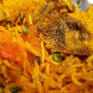 The mehfil special biryani up close