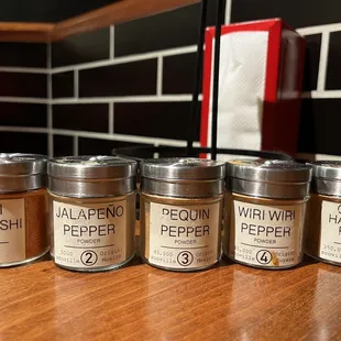 Spice rack on the table