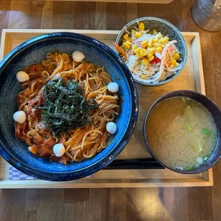 Dashi Tomato Bacon Spaghetti