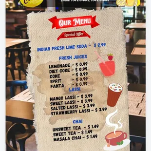 Drink menu