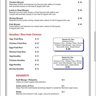 Our menu