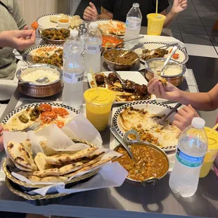 Chana Masala, goat curry, Mango Lassie