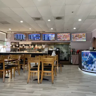 Dining area. They also have a huge area with a bar.