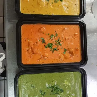 Delicious paneer makhani, butter chicken, palak paneer