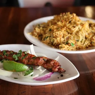Lamb Biryani and Lamb Kebab