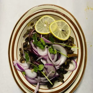 Beef Ularthu. Sauted with onions,curry leaves and lots of spices.