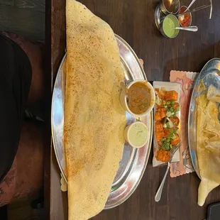 Masala dosa and chilli paneer