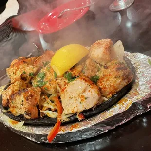 Sizzling chicken malai kabob