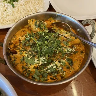 Chicken served separately in the Chicken Biryani