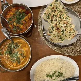 Vindaloo Masala, Butter Chicken, Plain Basmati Rice, Garlic Naan