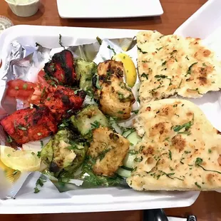 Plain Naan, tikka and Chicken Haryali Boti