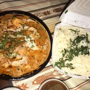 Butter Chicken with Basmati Rice. Huge portion! This was 3 meals for me