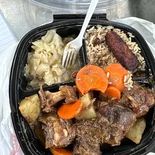 Eating the Oxtails as I write this review the oxtails are very good and the cabbage taste great