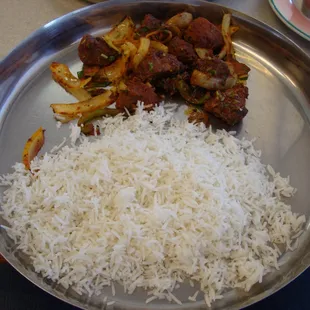 My order of Lamb Kebob with Rice from Curry N Kebob December 2nd 2012 visit.