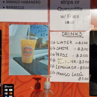 a menu for a fast food restaurant
