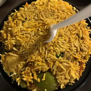 Biryani, it's got a bit of heat so be warned. Tame with yogurt if you need.