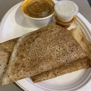 Soggy dosa and flavorless sambar