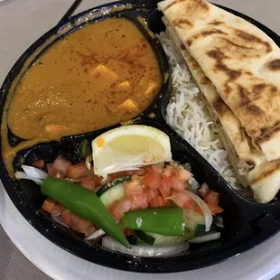 Shahi Paneer meal-fried pita they call naan.