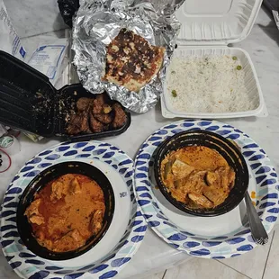 Chicken tikka masala chicken korma garlic Naan pakoras and rics