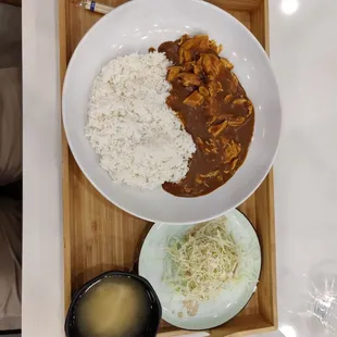 Chicken Curry, Cabbage, n Miso Soup